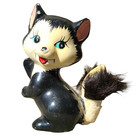 Rare Vintage Skunk Figurine Chalkware   3 In Tall W  Fur Tail Repaired