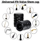4 Pcs Black Aluminum Plastic Tire Valve Stem Caps