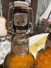 2 Vintage Grolsch Beer Bottles Amber Brown Glass Porcelain Flip Swing Top