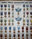 Vntg 1963 Armed Forces Decorations And Awards Poster Army Navy Marines Usaf