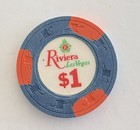         vintage Riviera Las Vegas Poker Casino Chip  1 Blue orange Rare Nice 