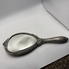 Avintage Silver Tone Hand Hold Vanity Mirror Very Heavy And Beautiful  