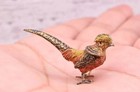 Gorgeous Antique Austrian Vienna Cold Painted Bronze Figure Of Little Pheasant