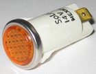 Amber W  Steel Bezel Panel Mount Round Indicator Light - Solico 14v - 1 Watt