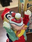 Vintage Nomura Japanese Tin Toy Battery Operated  ball Blowing Clown  In Box