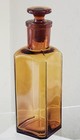 Antique Medical Apothecary Pharmacy Amber Beveled Glass Bottle With Stopper Exc