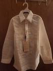 En Barong Filipino Boys Beige Jusi Long Sleeve Embroidered Sheer Button 6