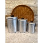 Aluminum Kitchen Canister Set Flour Sugar Tea Storage Jars 7  5  3  Mcm Vintage