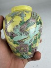 Antique Chinese Famille Jaune Hand Painted Late Qing Dynasty Urn Vase 1880s