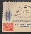 Travelstamps  1898 Merchants National Bank Cancelled Check W  Documentary Stamp