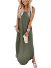 Women Maxi Dress Summer Casual Sleeveless V Neck Sundress X-large Olive