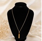Gold Tone Vertical Bar Pendant Necklace Adjustable Cable Chain Rectangle Pendant