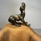 Vtg Dodge Usa  Blood Hound Dog Cast Bronze Figurine Car Mascot Detroit Badge