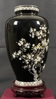Exceptional Japanese Cloisonn   Vase Fine Silver Wire Birds   Blossoms 10  