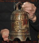 China Buddhism Bronze Gilt Animal Loong Dragon Statue Bell Chung Chimes Clock