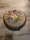    antique Victorian Tilting Gout Stool Needlepoint Footstool Mechanical Ottoman