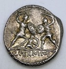 103 Bc Q  Minucius Thermus Ar Denarius Mars Helmeted Head Roman Protecting Co   