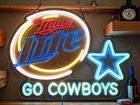 Miller Lite Beer Dallas Cowboys Go Led Neon Sign With Dimmer Usb Powered Light