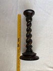 Set Of 3 Barley Twist Carved Wood Pillar Candle Holders