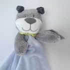 Baby Blue Puppy Dog Security Blanket Lovey Satin Star Trim Knotted Corners Plush