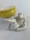 Mid Century Rare Porcelain Monkey With Bowl Planter