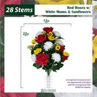 Artificial Flower Arrangement - Red Roses With White Mums And Sunflowers