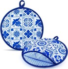 2 Pcs 8 Inch Tortilla Warmer Pouch  Mexican Talavera Pattern Microwavable Ins   