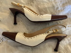 Vintage St  John Brown White Pointy Toe Sling Back  Shoes Sz 9