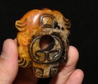 Old Dynasty Hetian Jade Carved Cattle Ox Beast Animal Exorcize Amulet Pendant