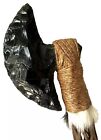 Vtg Handmade Raw Obsidian Head  Blade Native American 22    Axe Tomahawk  cactus