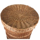 Vintage Large Woven Willow Wicker Lidded Hamper Basket Ring Handles 17  Two Tone
