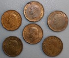 Six 1942 Canada Tombac Brass Nickel Lot Of 6 Canadian 5 Cents Circulated Xf - Au