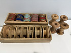 Vintage 2 Wooden Boxes Wood Spools For Trims Ribbons Handmade Decor