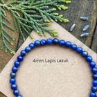 Natural Lapis Lazuli 4mm Beaded Healing Blue Crystal Stretch Handmade Bracelet