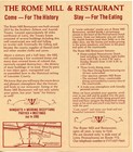 Rome Mill   Restaurant - Lititz Pa Pennsylvania - 1970 s - 1980 s Brochure