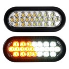 2 Pcs 6 5 Inch Oval Led Amber white Strobe Lights 6 5  24 Led Trailer Tail 