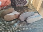 2 Pair Of Vintage White Leather Baby Shoes Hard Sole And Soft Sole Size 5