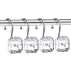 12pcs Decorative Crystal Shower Curtain Hooks  Stainless Steel Rhinestones Clear