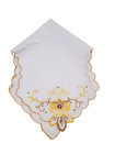 White Cotton Bread Basket Liner Bun Warmer Yellow Gold Floral Embroidery