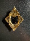 Frosted  Gold Tone Cameo Brooch  Oval Profile  Black White  Metal  Beauty Theme