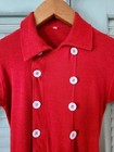Vintage 1910s 1920s Red Union Suit  Drop Seat Footed Pajamas  Long Underwear  34