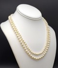 Genuine Double Strand Pearl Necklace 14k Solid Gold Cream Cultured Pearls Luster