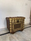 Vintage Brass   Wood Storage Trunk Chest   Handcrafted Indian Treasure Box