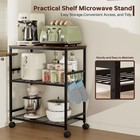 Kitchen Rolling Cart 3-tier Microwave Stand W  Lockable Wheels One-piece Shelf