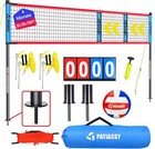 Volleyball Net Set Adjustable Height Durable Poles Portable Outdoor For Backyard