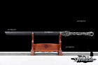 Handmade Dragon Sword Black Carbon Steel Blade Snake Pattern Chinese Tang Dao