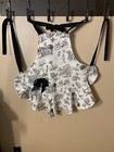 Fancy Full Apron With Vintage Design  Black Bow And Pocket
