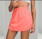 Lululemon Hotty Hot High Rise Skirt Tall Length Lined Raspberry Cream Coral