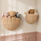 2pcs Corner Wall Hanging Basket Hand Woven Wicker Rattan Storage Decor Organizer