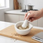 Mortar And Pestle Set Classic Marble Natural Stone White Pestal To Grind Food Us
